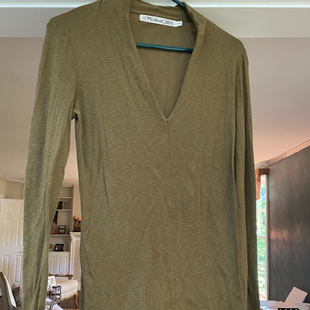 Michael Stars long sleeve olive/brown shirt, 0S,